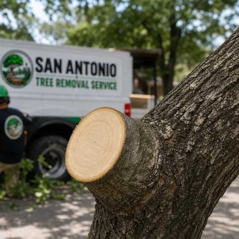 Close-up of a clean pruning cut at the branch collar with minimal bark tearing
